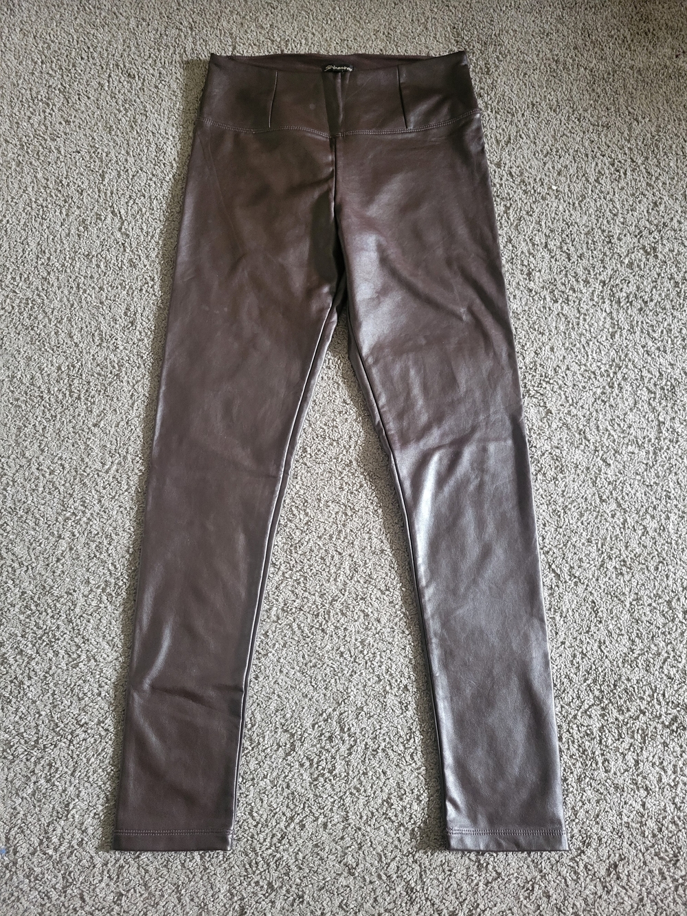 Shinestar Brown Faux Leather Jeggings